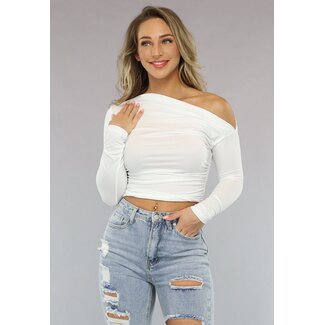 Asymmetrisches dehnbares weißes Top