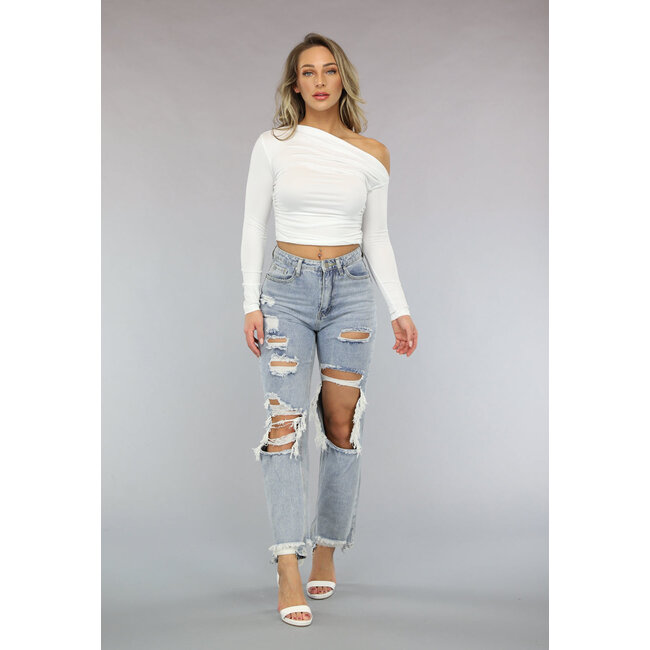 Asymmetrisches dehnbares weißes Top