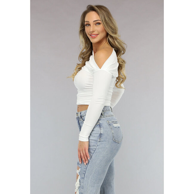 Asymmetrisches dehnbares weißes Top