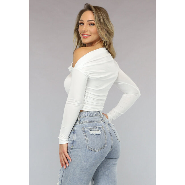 Asymmetrisches dehnbares weißes Top
