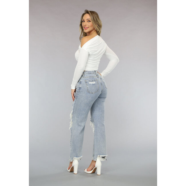 Asymmetrisches dehnbares weißes Top