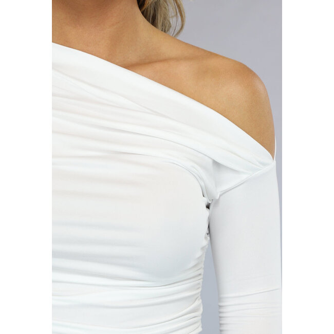 Asymmetrisches dehnbares weißes Top