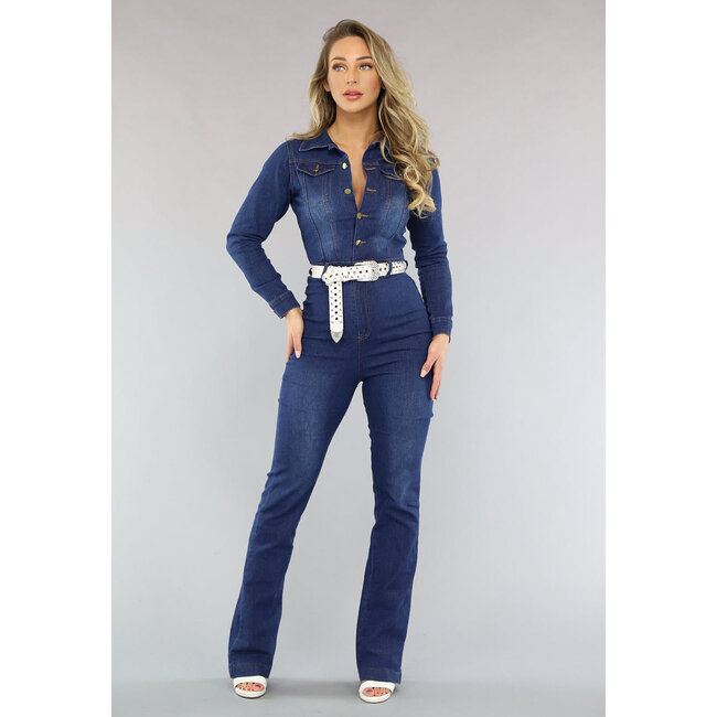 Retro-Jumpsuit aus dunklem Denim