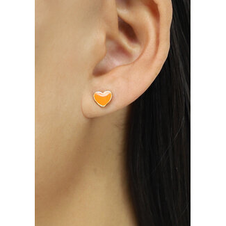 ORANJE-F Kleine orangefarbene Herz-Ohrringe