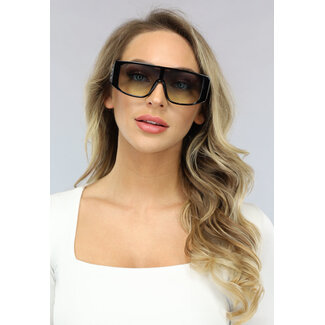 Große Statement-Festivalbrille mit braunen Gläsern