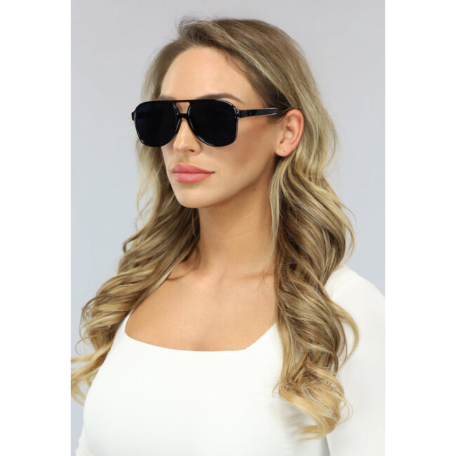 Schwarze Retro-Pilotenbrille
