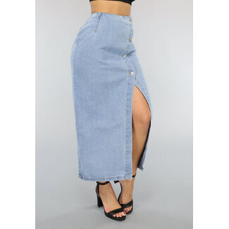 Langer Denim-Rock mit Schlitz