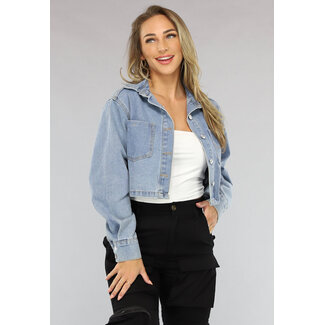 Blaue kurze Denim-Bluse