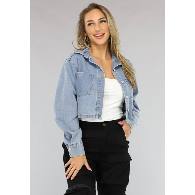 Blaue kurze Denim-Bluse