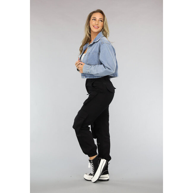 Blaue kurze Denim-Bluse