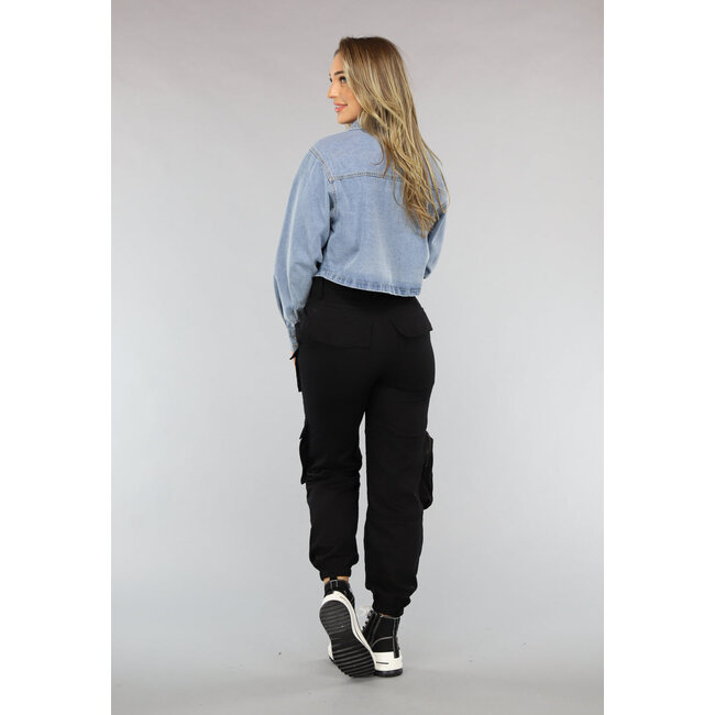 Blaue kurze Denim-Bluse