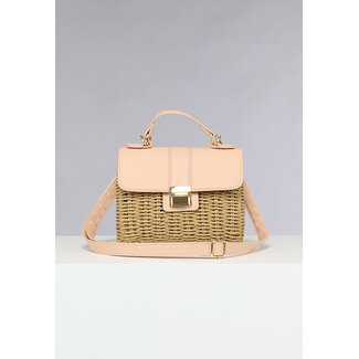 Wicker Crossbody Bag in Hellrosa