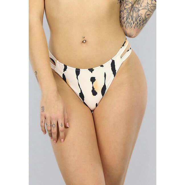 Bedruckte Bikini-Hose mit hoher Taille und Trägern