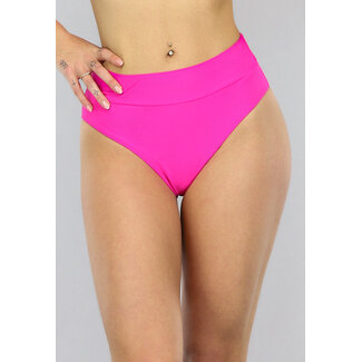 Fuchsia Bikini-Slip mit hoher Taille