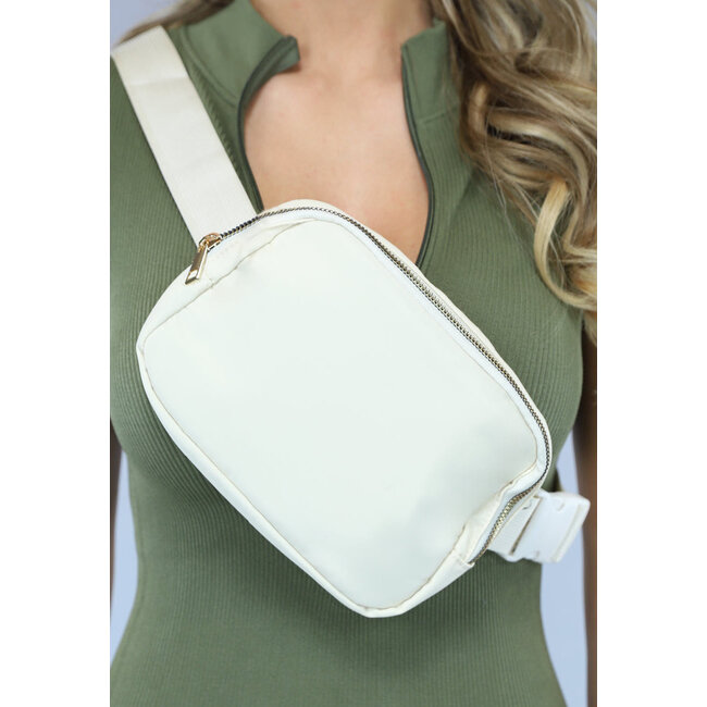 Beige Gürteltasche mit Reissverschluss