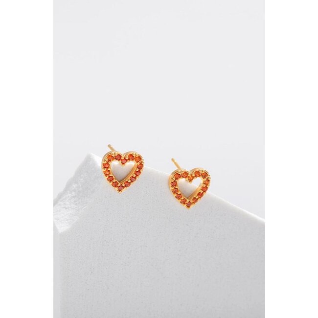 Orangefarbene Glitzerherz-Ohrringe