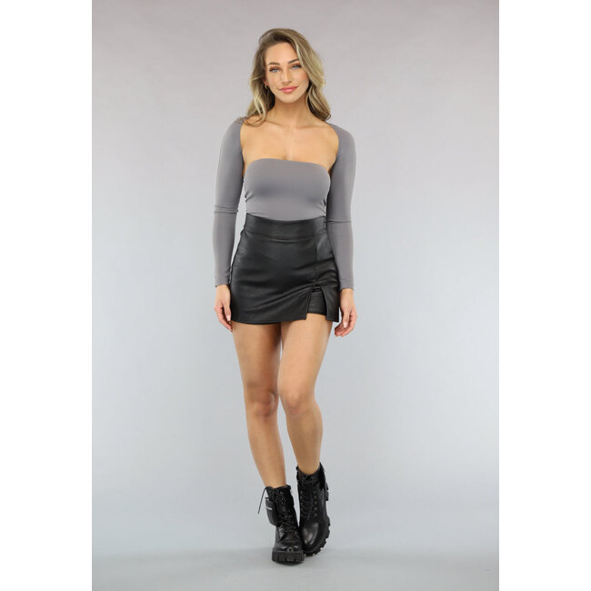 Graues elastisches Bandeau-Top mit passendem Bolero