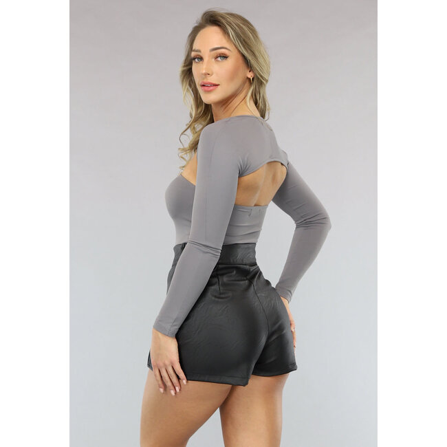 Graues elastisches Bandeau-Top mit passendem Bolero