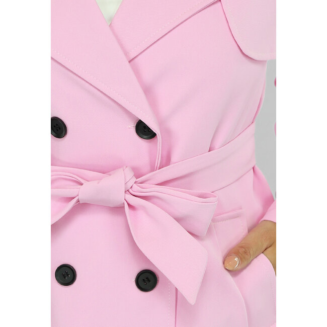 Lange Jacke mit Gürtel in Babyrosa