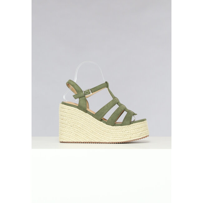Bohème Espadrilles mit Keilabsatz in Khaki