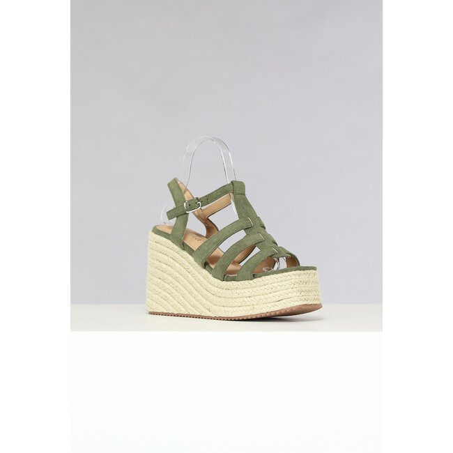 Bohème Espadrilles mit Keilabsatz in Khaki