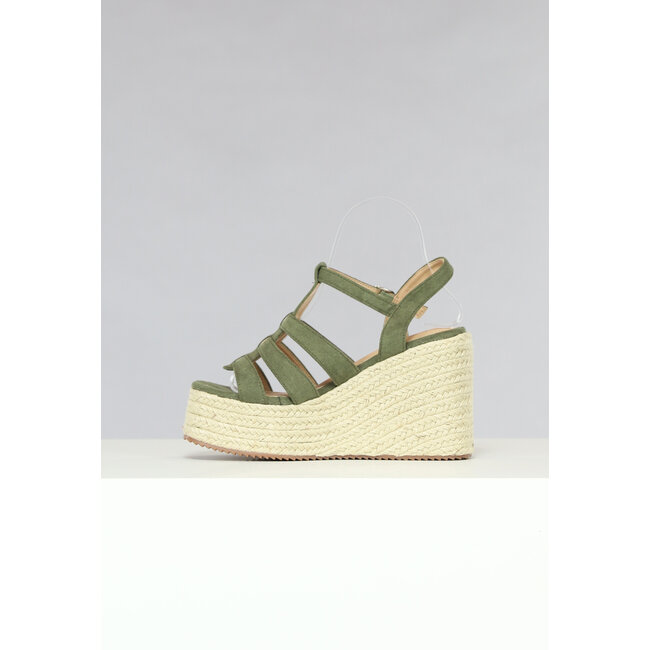 Bohème Espadrilles mit Keilabsatz in Khaki