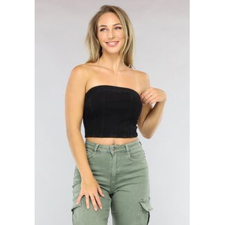 Schwarzes Bandeau-Jeans-Top