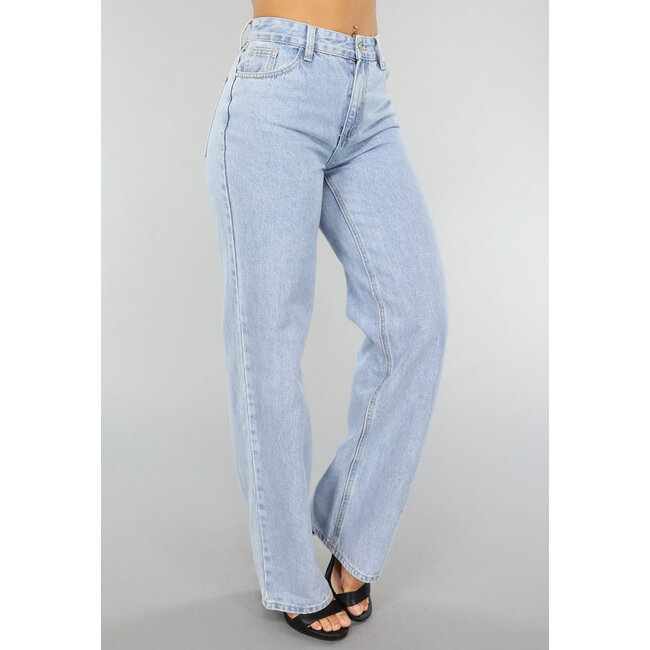 Hellblau gewaschene Mom Fit Jeans