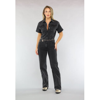 Redial Jeans Schwarzer Straight Leg Jeans Jumpsuit