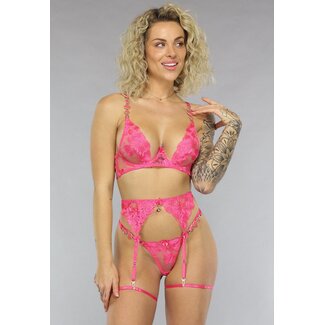 Rosa Vintage-Look-Dessous-Set mit Rosen