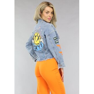 Jeansjacke mit Graffiti-Druck