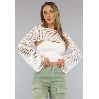 Weißer Bolero mit ausgestellten Ärmeln