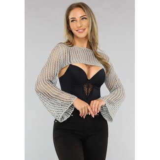 Gehäkelter Bolero in Grau