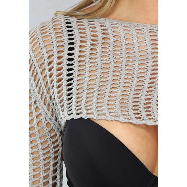 Gehäkelter Bolero in Grau