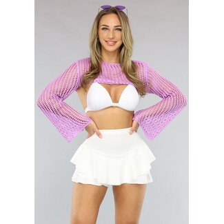 Fliederfarbenes gehäkeltes Crop-Top