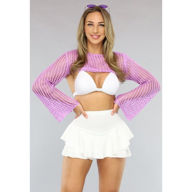 Fliederfarbenes gehäkeltes Crop-Top