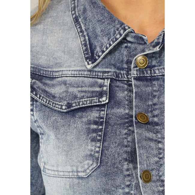Denim-Overall mit Puffärmeln