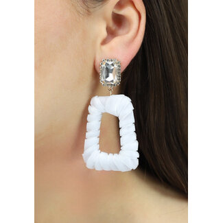 Ohrringe aus weißem Samt mit Diamant