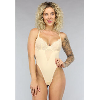 Shapewear Body mit Spitzendetails in Nude