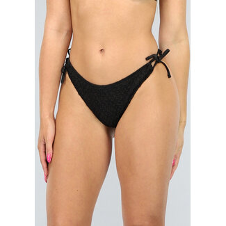 Schwarzes strukturiertes Bikini-Unterteil
