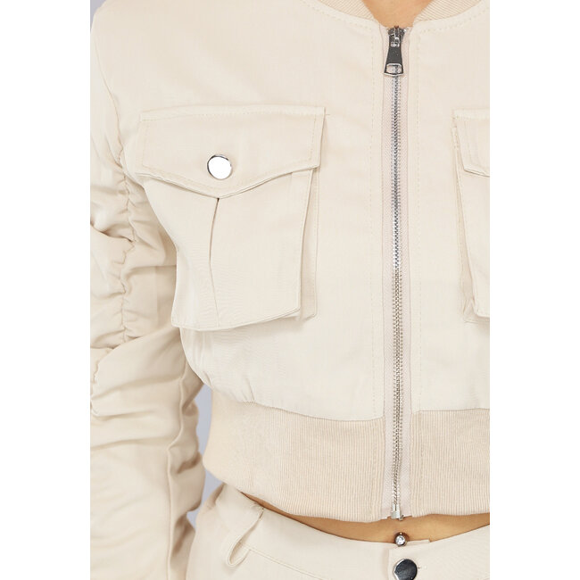 Beige Bomber Zweiteiler mit Skort