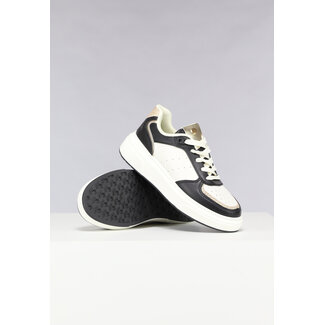 NEW1303 Niedrige schwarz/weiße Sneakers mit Glitzerdetails