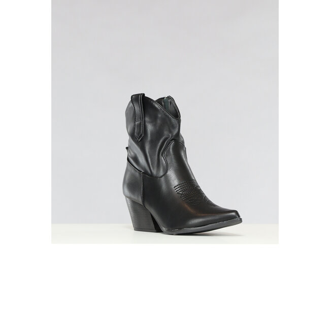 Kurze schwarze Cowboystiefel in Lederoptik