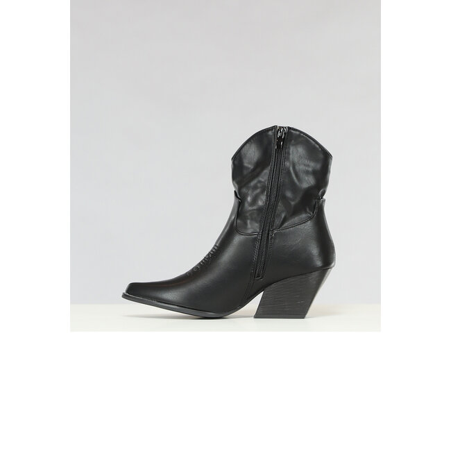 Kurze schwarze Cowboystiefel in Lederoptik
