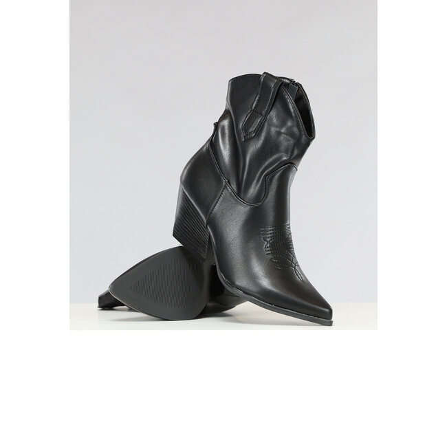 Kurze schwarze Cowboystiefel in Lederoptik