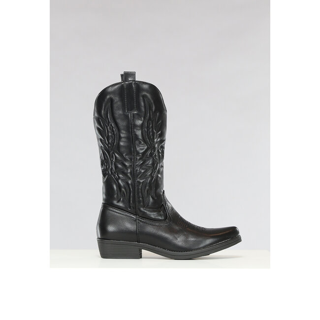 Schwarze Cowboystiefel in Lederoptik