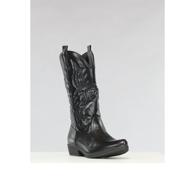 Schwarze Cowboystiefel in Lederoptik