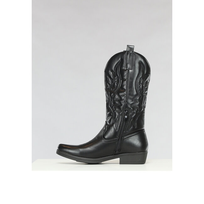 Schwarze Cowboystiefel in Lederoptik