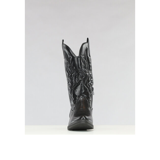 Schwarze Cowboystiefel in Lederoptik