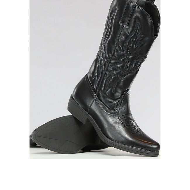 Schwarze Cowboystiefel in Lederoptik